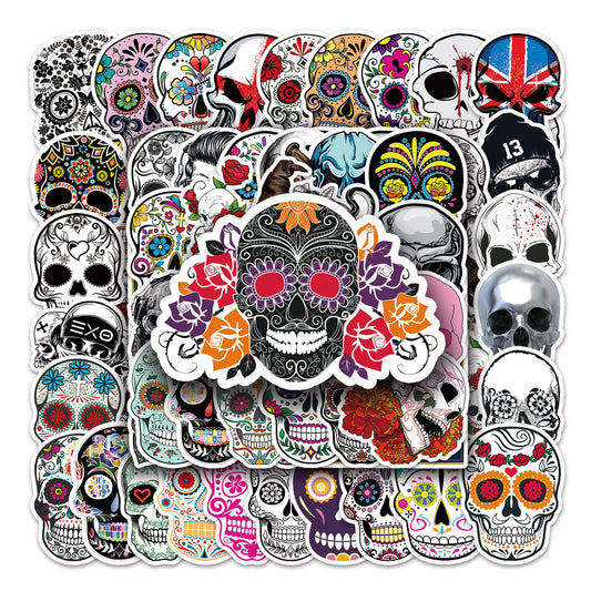 Halloween Stickers – 50pcs Colorful Skull Halloween Stickers Set 💀