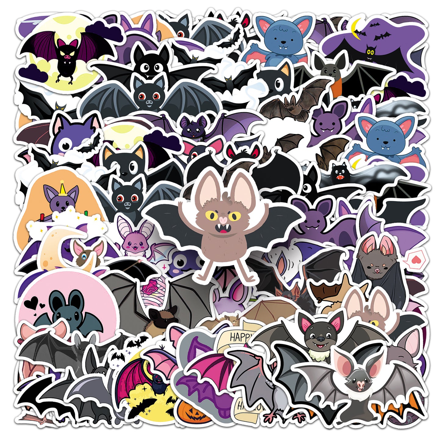 Halloween Stickers – 50pcs Cute Bat DIY Stickers