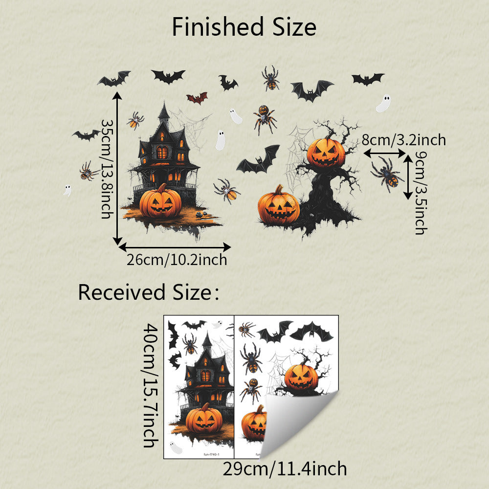 Halloween Cartoon Ghost Pumpkin Bat Static Window Stickers – No Glue 👻 29*40cm*2pcs Kawaii Stickers