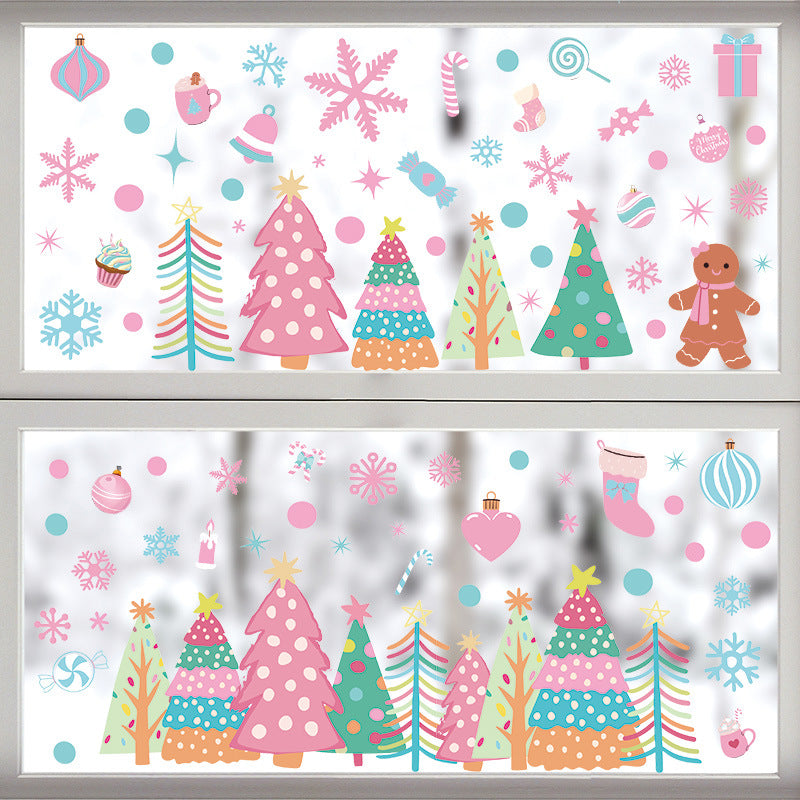 🎄 Pink Christmas Tree Window Stickers ❄️ Snowflake Window Stickers for Festive Glass Decoration 🎁✨
