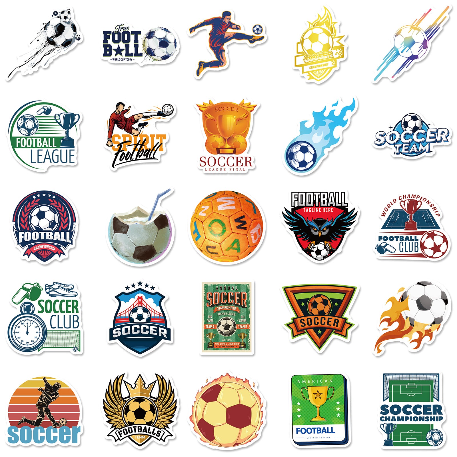 ⚽ 50PCS New Cartoon Football Stickers – Waterproof PVC Kawaii Collection 🏆✨ Kawaii Stickers
