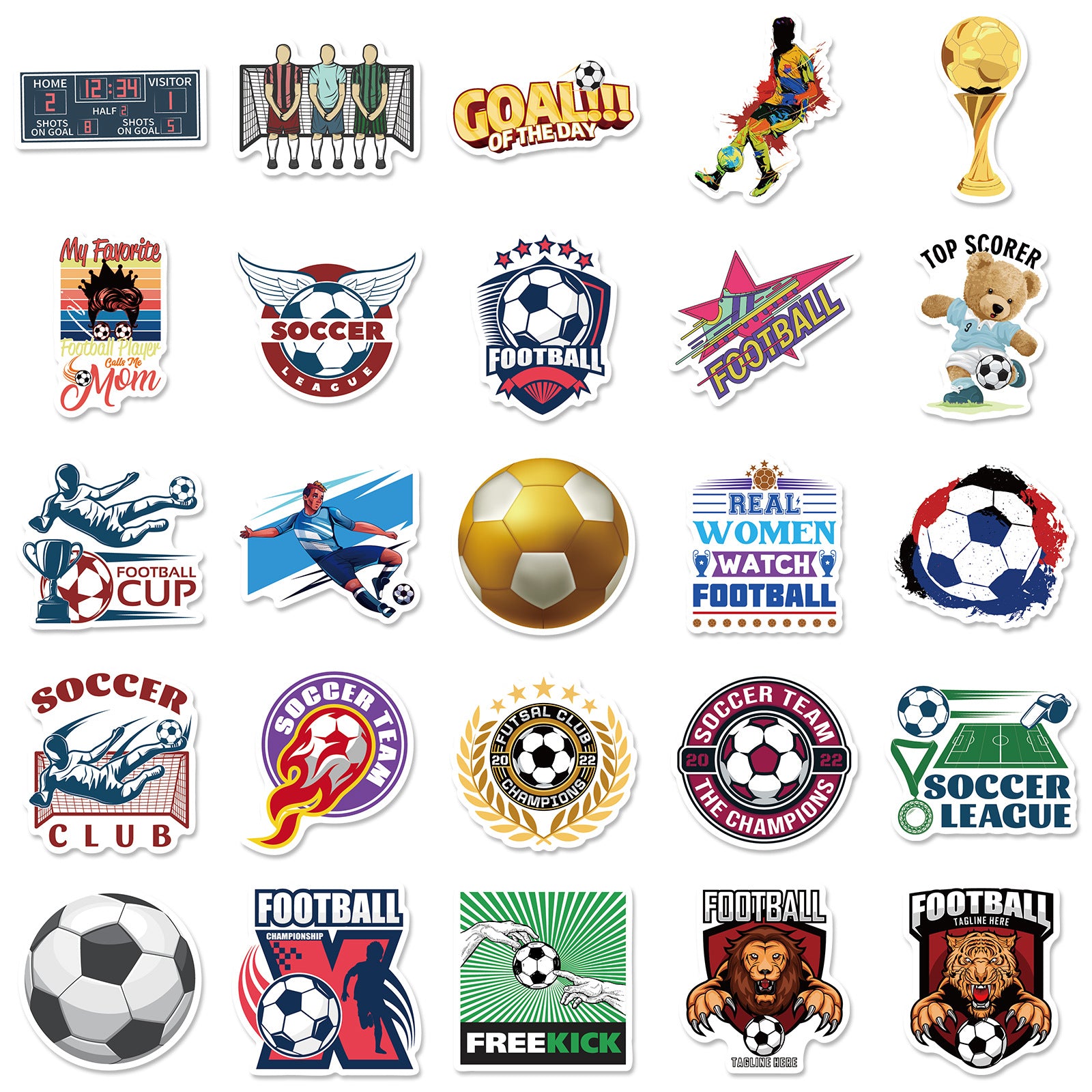 ⚽ 50PCS New Cartoon Football Stickers – Waterproof PVC Kawaii Collection 🏆✨ Kawaii Stickers