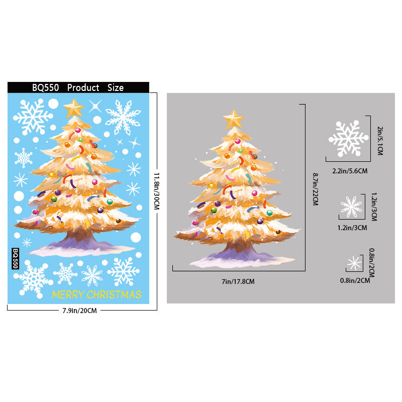 🎄 Christmas Stickers – Holiday Decorations with Christmas Tree, Snowman & Snowflake Window Clings 🎅 BQ550 Kawaii Stickers