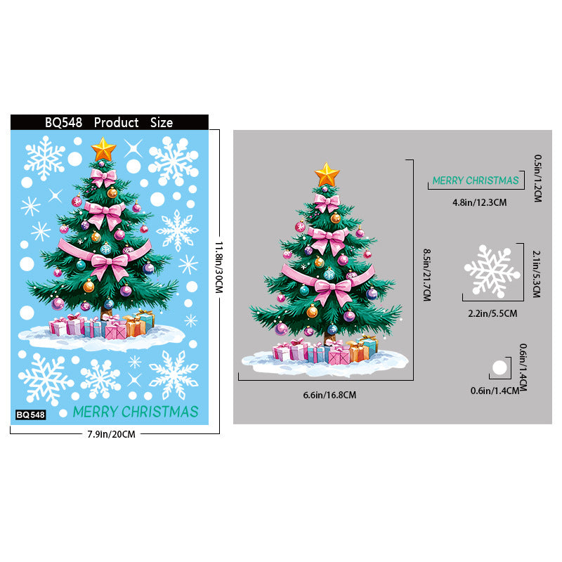 🎄 Christmas Stickers – Holiday Decorations with Christmas Tree, Snowman & Snowflake Window Clings 🎅 BQ548 Kawaii Stickers