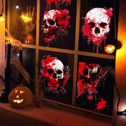 Halloween Scary Skull & Bloody Handprint Window Stickers – Product Detail Page 🎃🩸👻 Kawaii Stickers