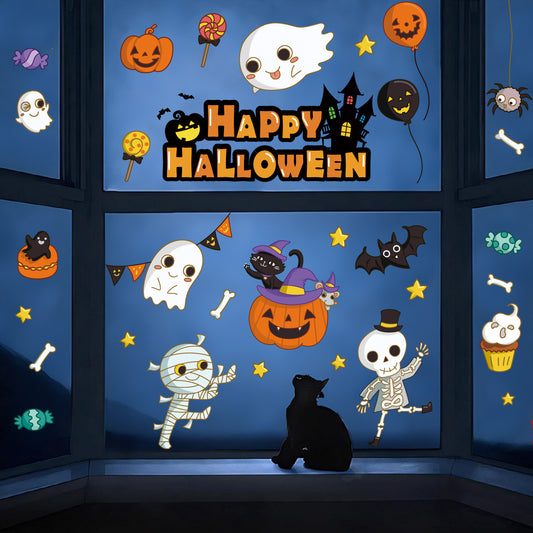Halloween Stickers – Cute  Scary Static Window Decals 🎃