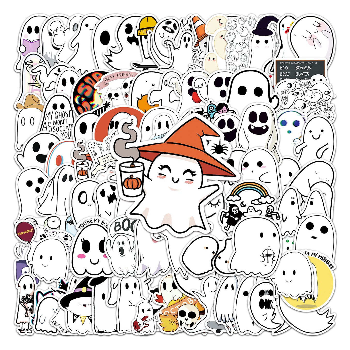 Halloween Stickers Adorable Ghost  for laptops skateboards  bottles