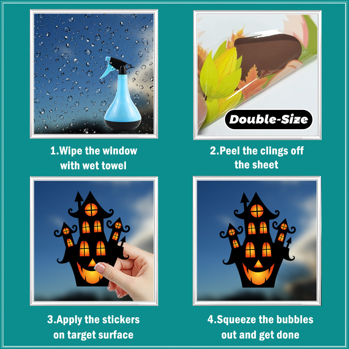 🎃 Halloween Window Stickers – Ghost & Turkey Static Clings for Party Decor 👻🦃 Kawaii Stickers