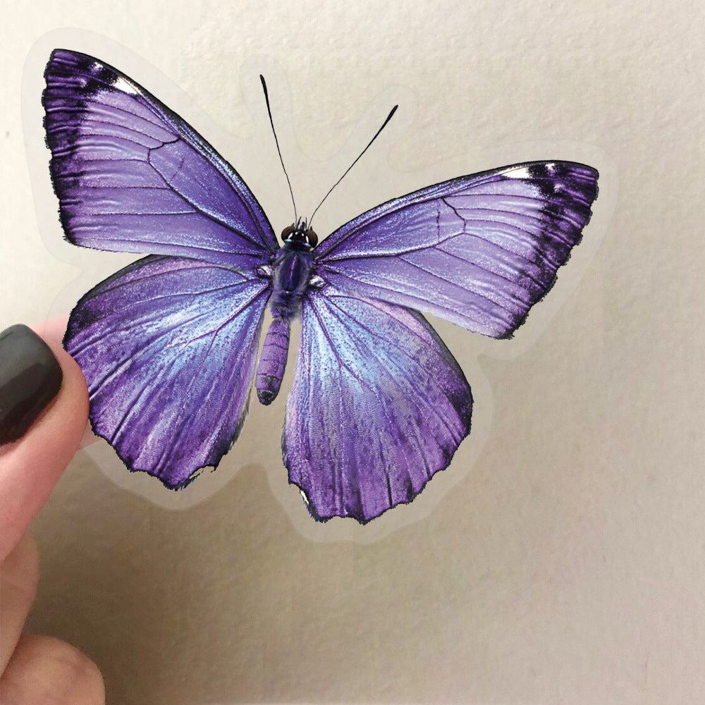 🦋🌈 50pcs Colorful Transparent Butterfly Stickers | Waterproof PET Stickers for Journals, Notebooks, Cups ☕, Guitars & DIY Crafts 🎨✨ Kawaii Stickers