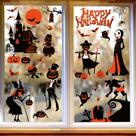 Halloween Window Stickers-Spooky Haunted Castle – Double-Sided Static Cling Ghost, Pumpkin & Zombie Glass Décor 👻🕸️ Kawaii Stickers