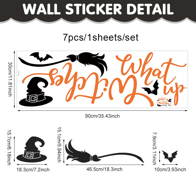 🎃 Halloween Stickers Ghost Witch Silhouette Party PVC Self-Adhesive Wall Decals 👻 Witch Hat Stickers*1set Kawaii Stickers