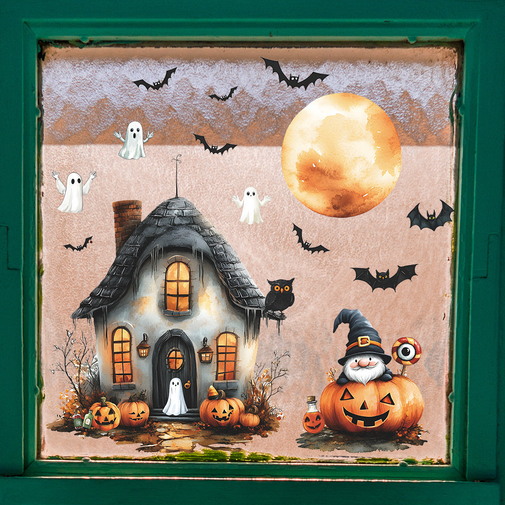 🎃 Halloween Painted House Static Window Stickers – No Glue, Just Spooky Fun 👻 Kawaii Stickers