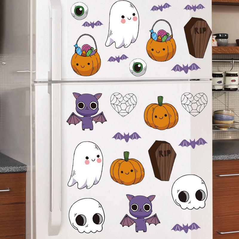 🎃 Cute Halloween Stickers – Cartoon Devil, Pumpkin & Ghost Window Stickers 🕸️ Kawaii Stickers