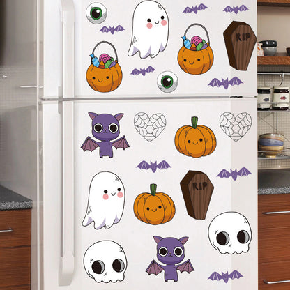 🎃 Cute Halloween Stickers – Cartoon Devil, Pumpkin & Ghost Window Stickers 🕸️ Kawaii Stickers
