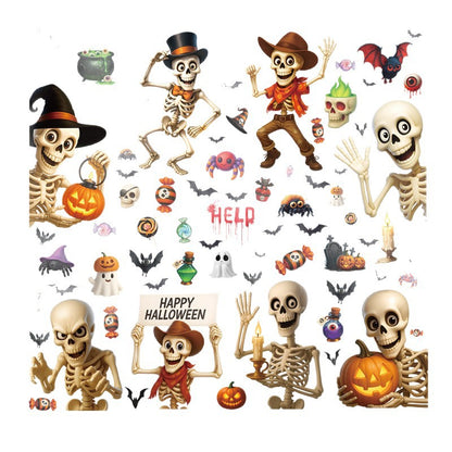 💀 Halloween Skull & Pumpkin Glass Window Stickers – Spooky Fun Decor 🎃 Kawaii Stickers