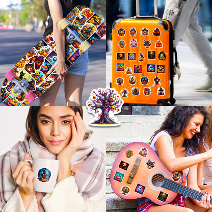 Halloween Stickers – 50pcs Pumpkin  Skull DIY Halloween Stickers