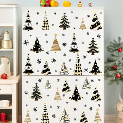 Elegant Gold Christmas Tree Stickers for Window Decor