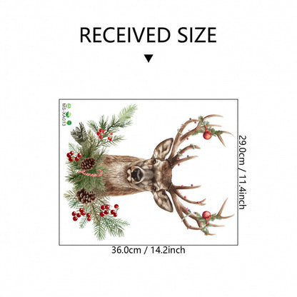 🎅 Large Cartoon Santa Claus Christmas Wall Stickers – Festive Reindeer & Christmas Tree Design 🎄✨ 30*36cm XA013 Kawaii Stickers