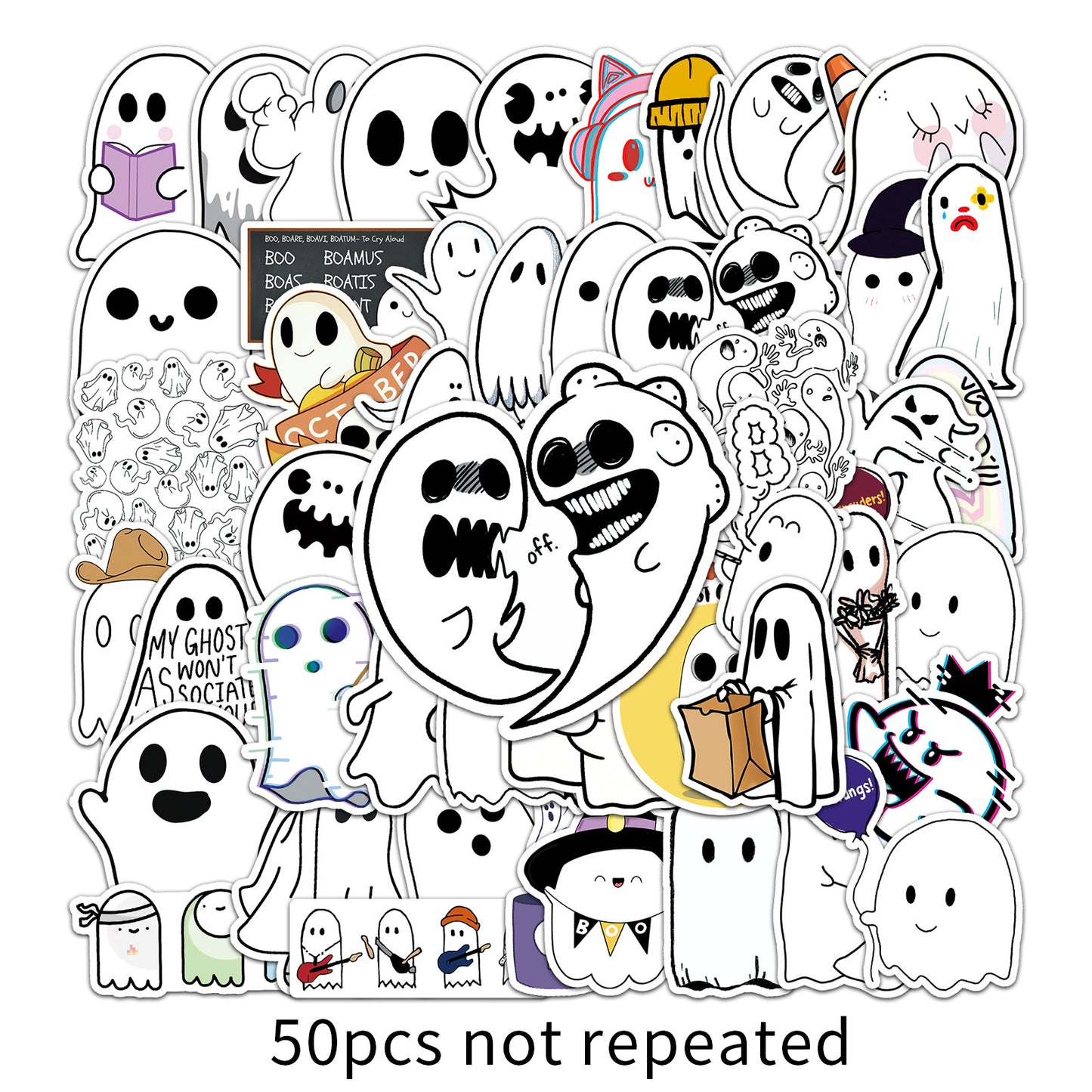 Halloween Stickers – Cute Ghost Decals for Laptops Bottles