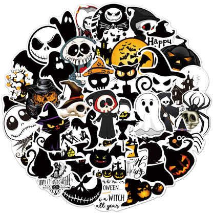 Halloween Stickers Black Ghost Graffiti Halloween Sticker Pack 50pcs