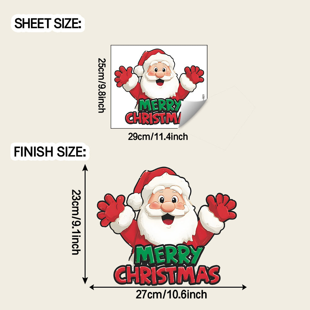 🎅 Happy Christmas Santa Wall Stickers – Festive Home Decor for Living Room & Entryway 🎄 25*29CM Kawaii Stickers