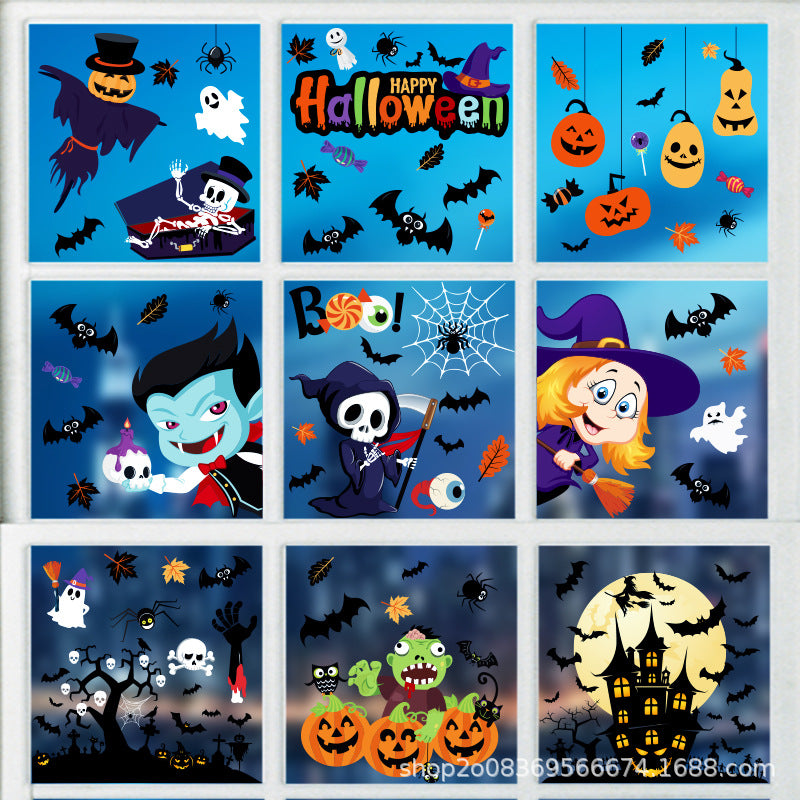 🎃 Halloween Window Stickers – Party Décor with Pumpkins, Spiders & Ghosts – Static-Cling Double-Sided Glass Decals for Windows, Doors & Walls Kawaii Stickers