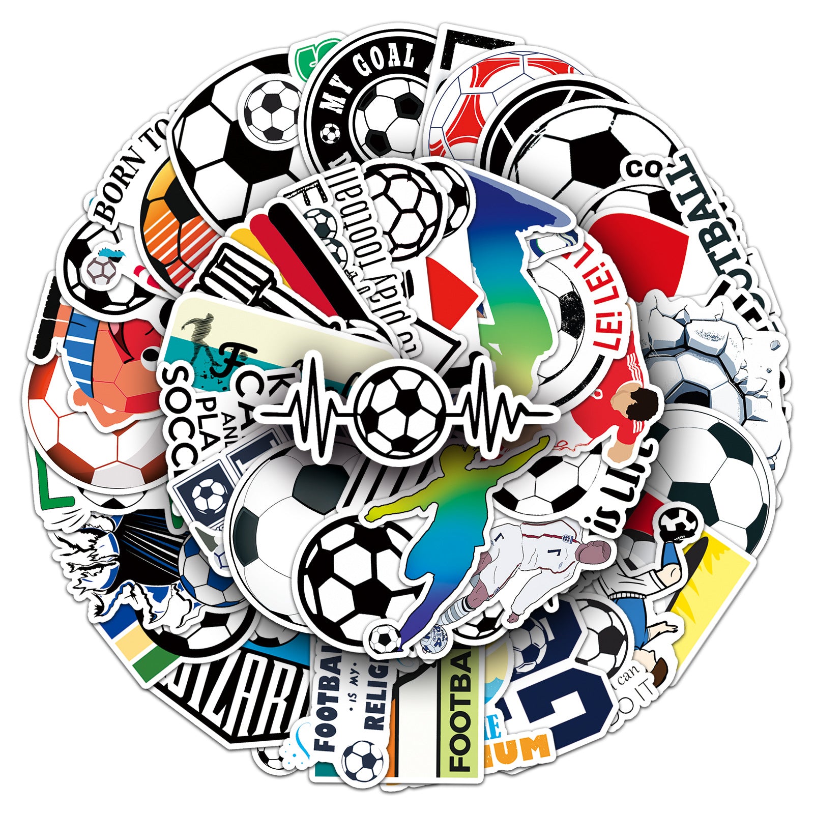 Football Stickers – 50Pcs Sport Designs – High-Definition Waterproof PVC – For Water Bottles, Laptops, Skateboards, Suitcases, Phones – Kawaii Stickers Kawaii Stickers