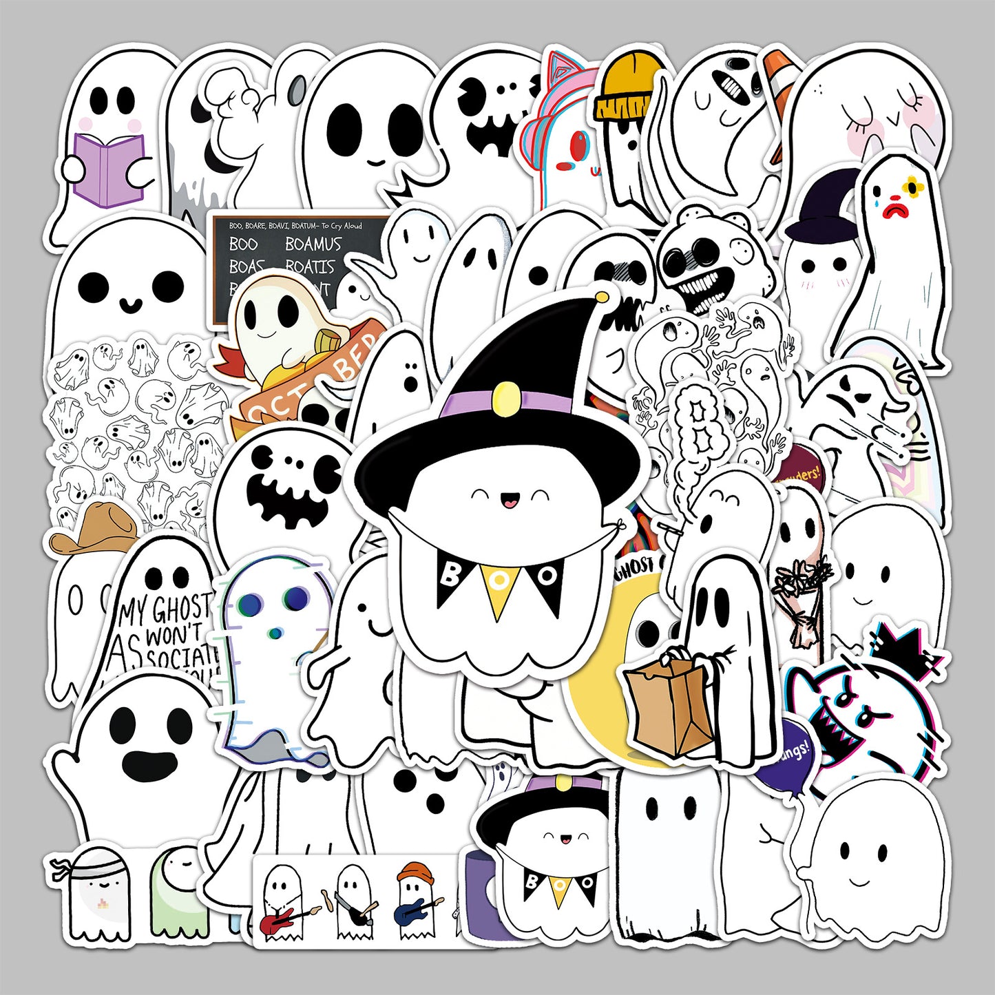 Halloween Stickers – Cute Ghost Decals for Laptops Bottles