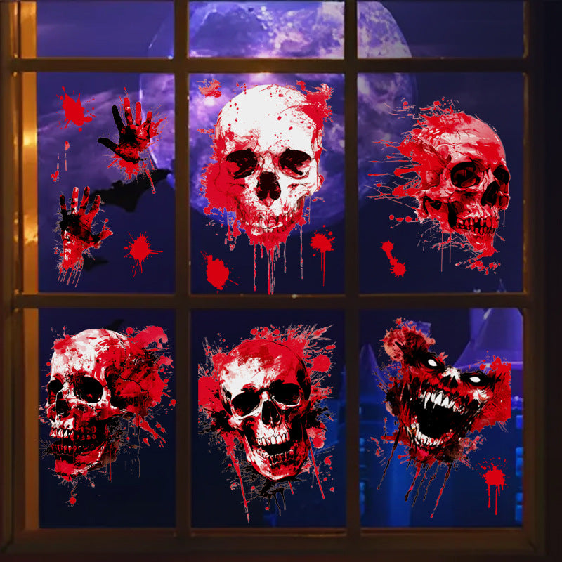 Halloween Scary Skull & Bloody Handprint Window Stickers – Product Detail Page 🎃🩸👻 Kawaii Stickers