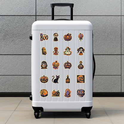 🎃 50pcs Vintage Halloween Stickers – Waterproof Retro PVC Vinyl Decals for Luggage, Water Bottle & Laptop Decoration Kawaii Stickers