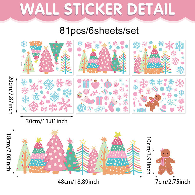🎄 Pink Christmas Tree Window Stickers ❄️ Snowflake Window Stickers for Festive Glass Decoration 🎁✨