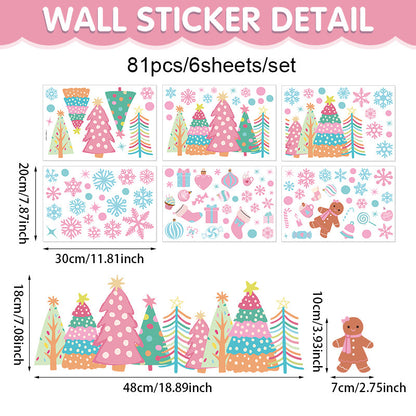 🎄 Pink Christmas Tree Window Stickers ❄️ Snowflake Window Stickers for Festive Glass Decoration 🎁✨