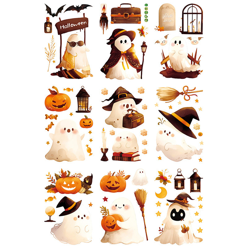 🎃👻Halloween Cute Ghost & Pumpkin Static Window Stickers 🎃👻 20*30CM*9PCS Kawaii Stickers