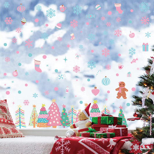 🎄 Pink Christmas Tree Window Stickers ❄️ Snowflake Window Stickers for Festive Glass Decoration 🎁✨