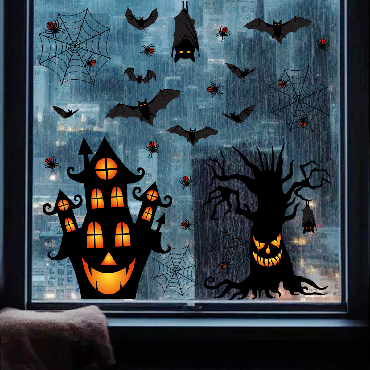 🎃 Halloween Window Stickers – Ghost & Turkey Static Clings for Party Decor 👻🦃 Kawaii Stickers
