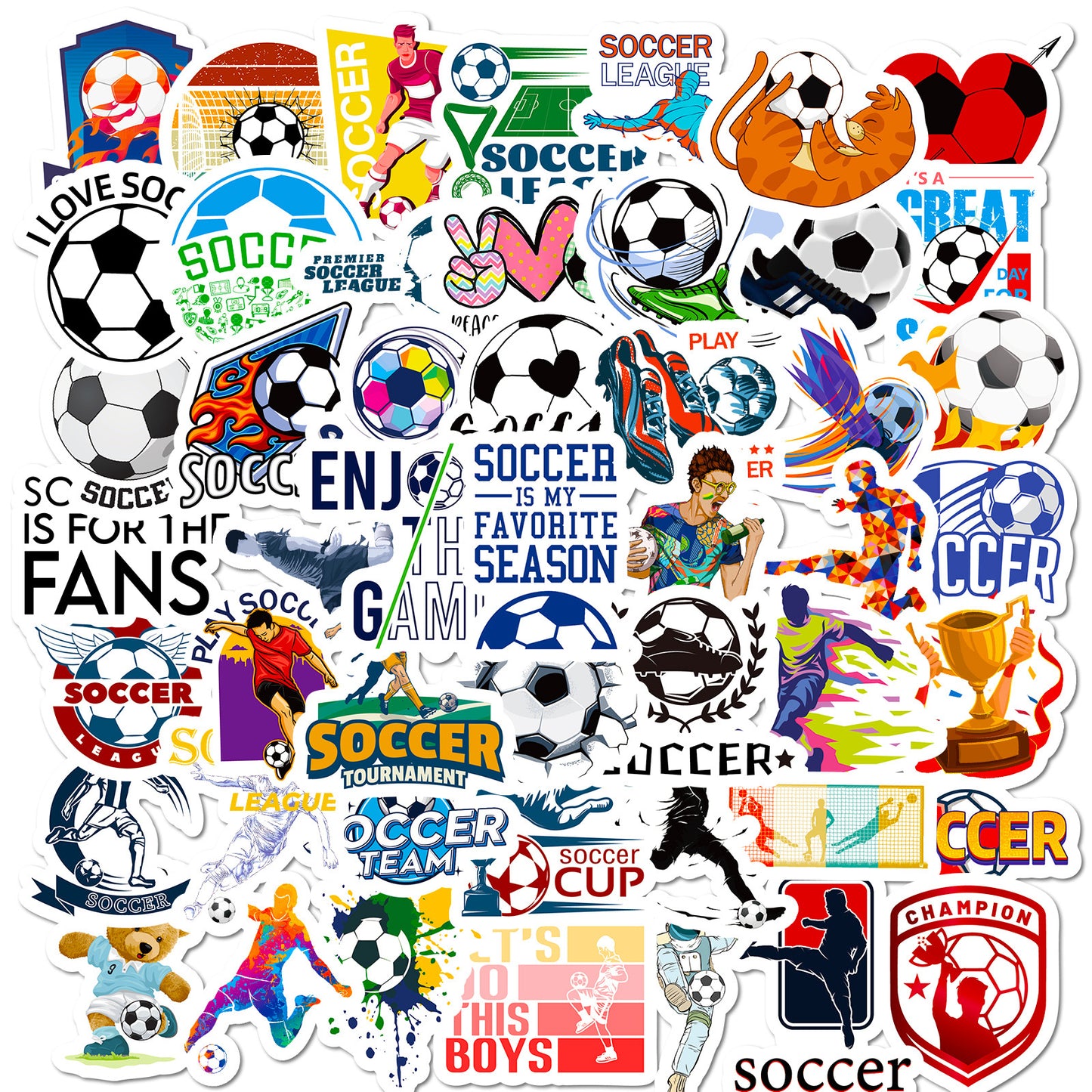 ⚽ 50PCS Football Stickers – Waterproof PVC World Cup Stars & Trophy Pack – Cool Stickers for Water Bottles, Laptops & iPhones Kawaii Stickers