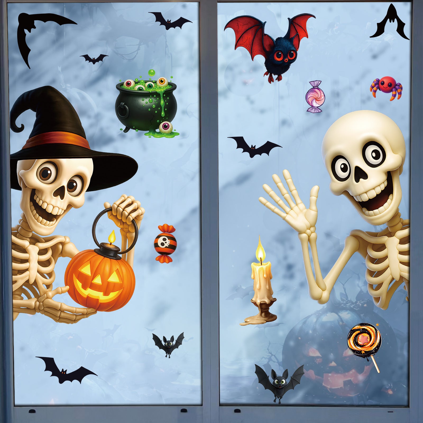 💀 Halloween Skull & Pumpkin Glass Window Stickers – Spooky Fun Decor 🎃 BB340 Kawaii Stickers