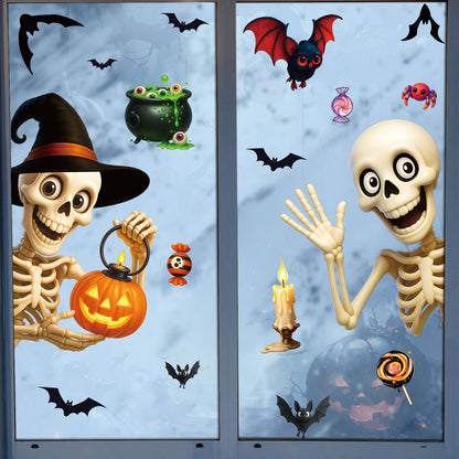💀 Halloween Skull & Pumpkin Glass Window Stickers – Spooky Fun Decor 🎃 BB340 Kawaii Stickers