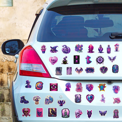 Halloween Stickers – 50pcs Gothic Purple Skull DIY Stickers