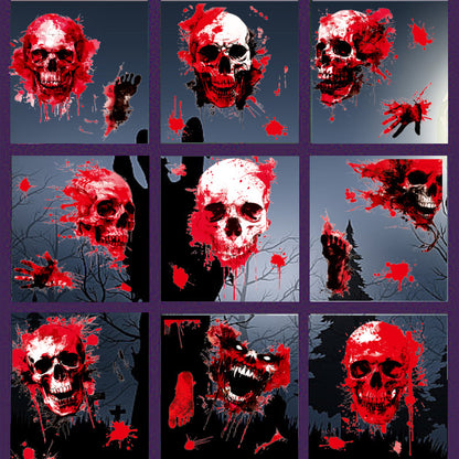 Halloween Scary Skull & Bloody Handprint Window Stickers – Product Detail Page 🎃🩸👻 Kawaii Stickers