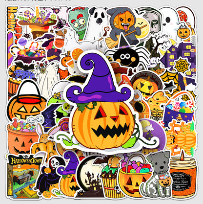 🎃 Halloween Stickers – 50PCS Waterproof Cartoon Graffiti Set for Kids & Adults 👻✨ Kawaii Stickers