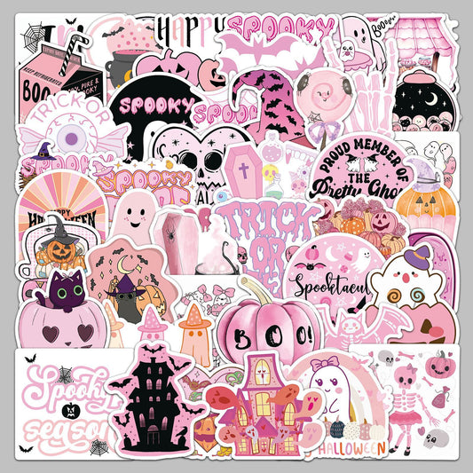 Halloween Stickers | 50pcs Pink Halloween Cute Sticker Set for DIY & Decoration