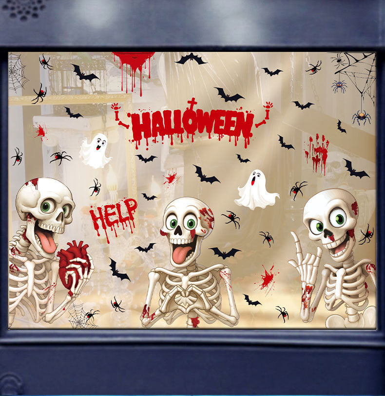 💀 Halloween Skeleton & Ghost Window Stickers – Spooky Fun for Your Home 🎃 Kawaii Stickers