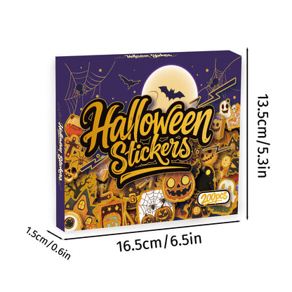 🎃 200PCS Halloween Stickers Gift Box – Holographic Vinyl Graffiti Waterproof Set 👻✨ Kawaii Stickers
