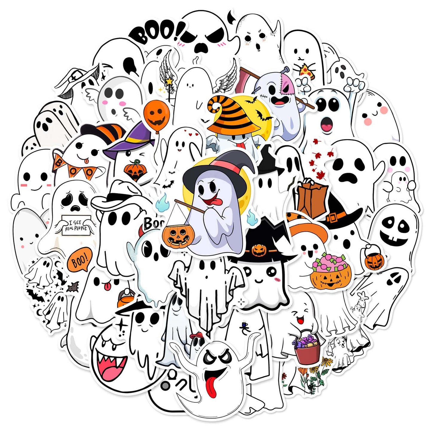 Halloween Stickers Kawaii Stickers Ghost Decals (50pcs)