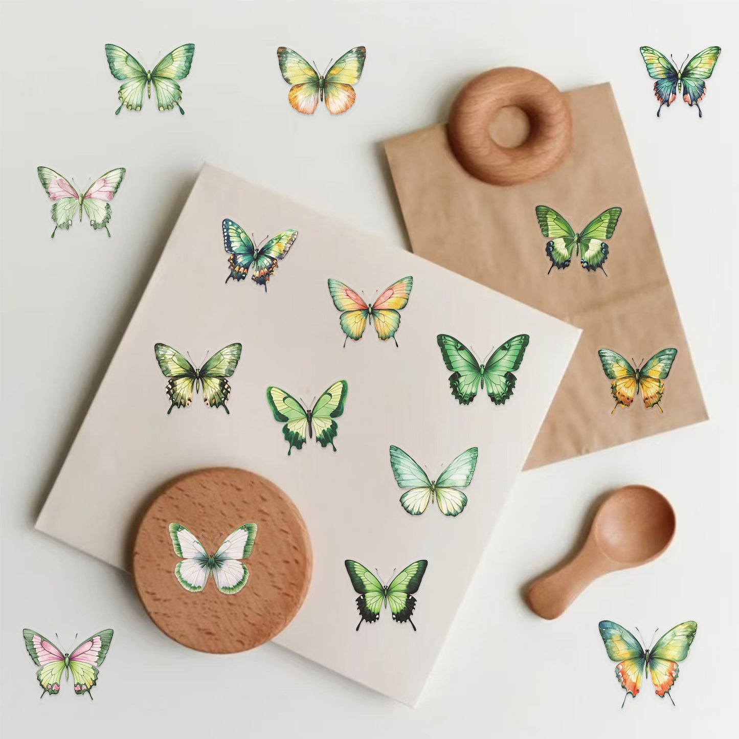 🦋🌈 50pcs Colorful Transparent Butterfly Stickers | Waterproof PET Stickers for Journals, Notebooks, Cups ☕, Guitars & DIY Crafts 🎨✨ Kawaii Stickers