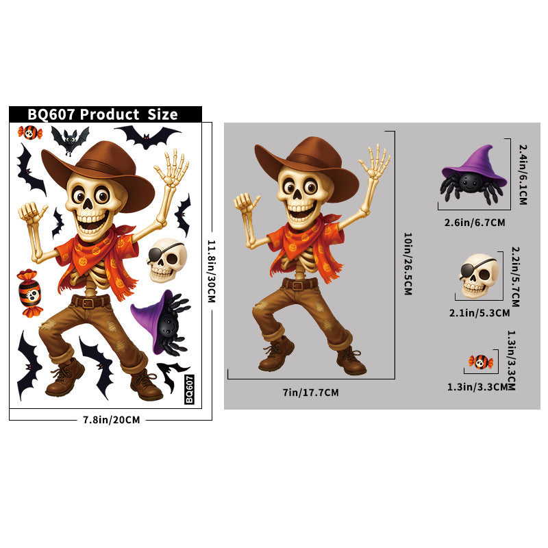 💀 Halloween Skull & Pumpkin Glass Window Stickers – Spooky Fun Decor 🎃 BQ607 Kawaii Stickers