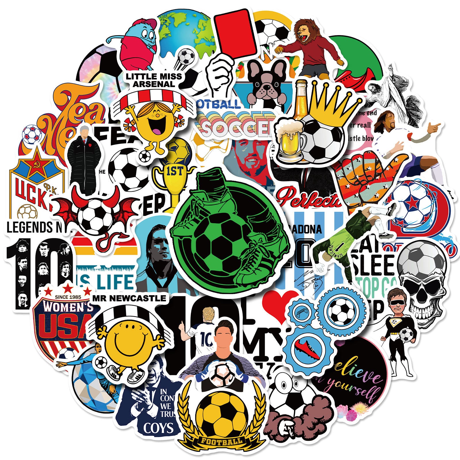 ⚽ 50Pcs Creative Football Stickers – Colorful Sports Life for 2025 Fans 🎨✨ Kawaii Stickers