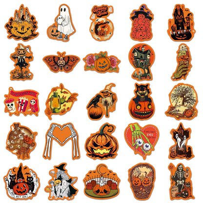 🎃 50 Pcs Vintage Halloween Stickers – Pumpkin Festival Decoration for Phone & Laptop 🎃✨ Kawaii Stickers