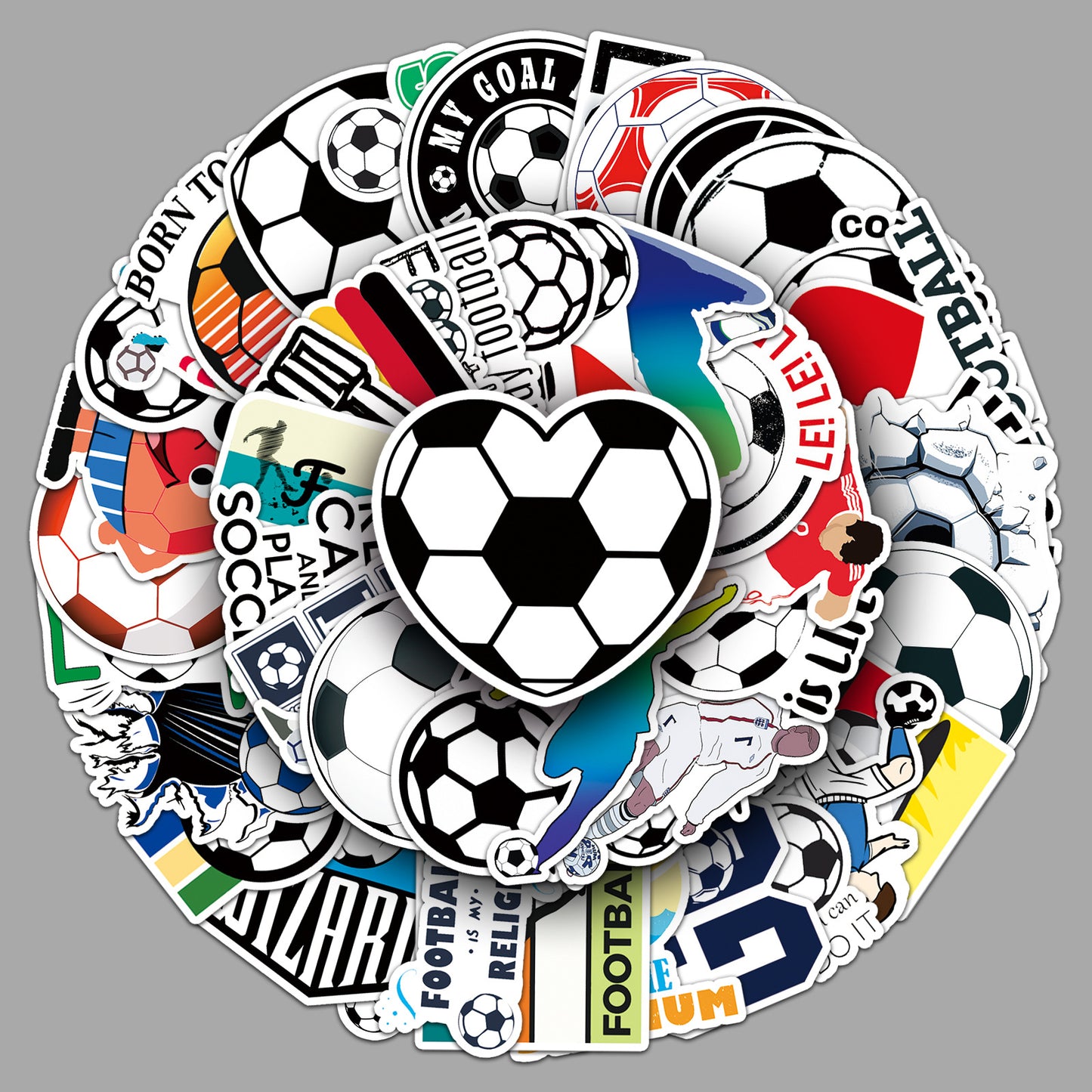Football Stickers – 50Pcs Sport Designs – High-Definition Waterproof PVC – For Water Bottles, Laptops, Skateboards, Suitcases, Phones – Kawaii Stickers Kawaii Stickers